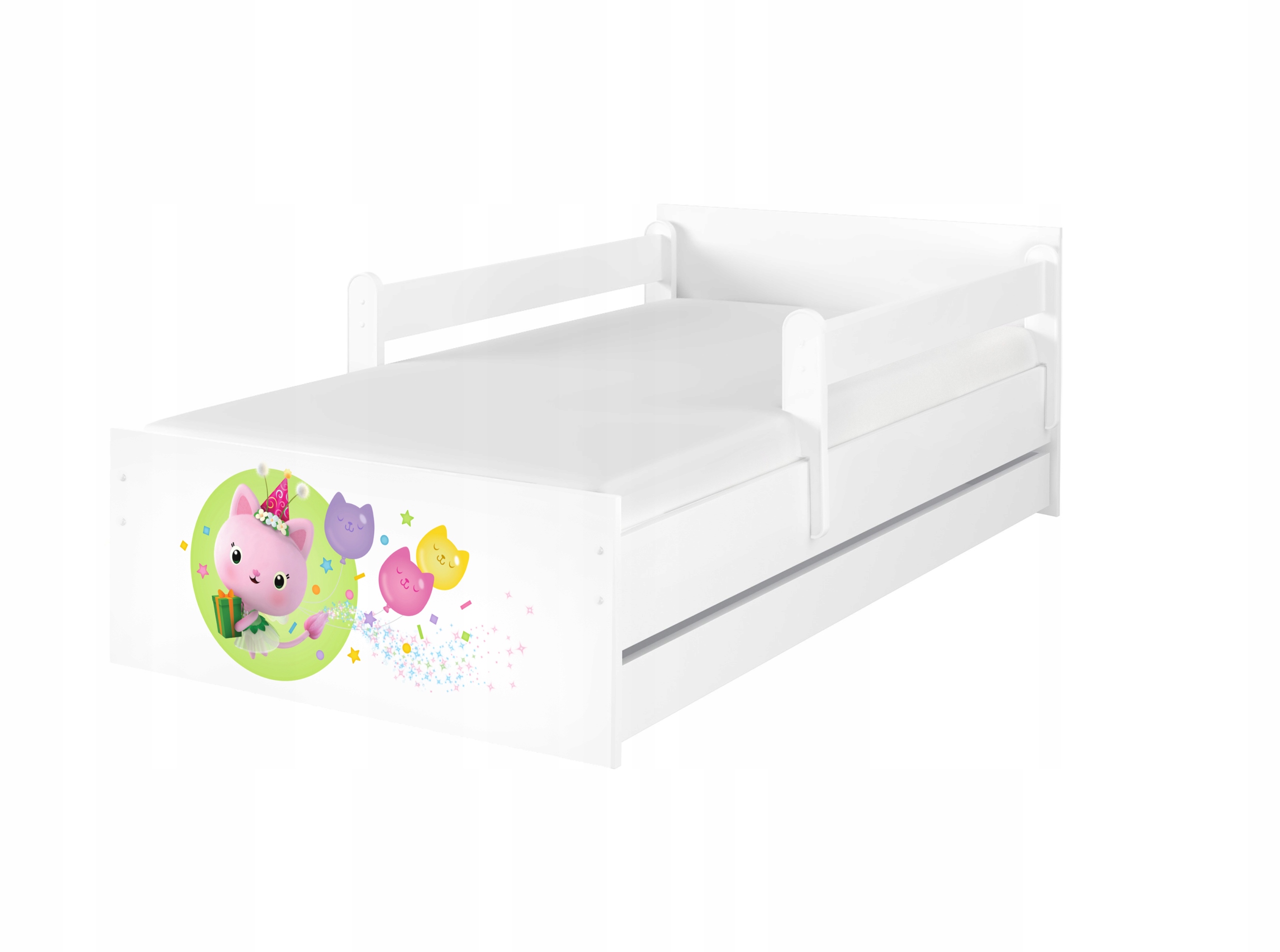 Łóżko dziecięce BABYBOO MAX 200x90 materac szuflada KOCI DOMEK GABI