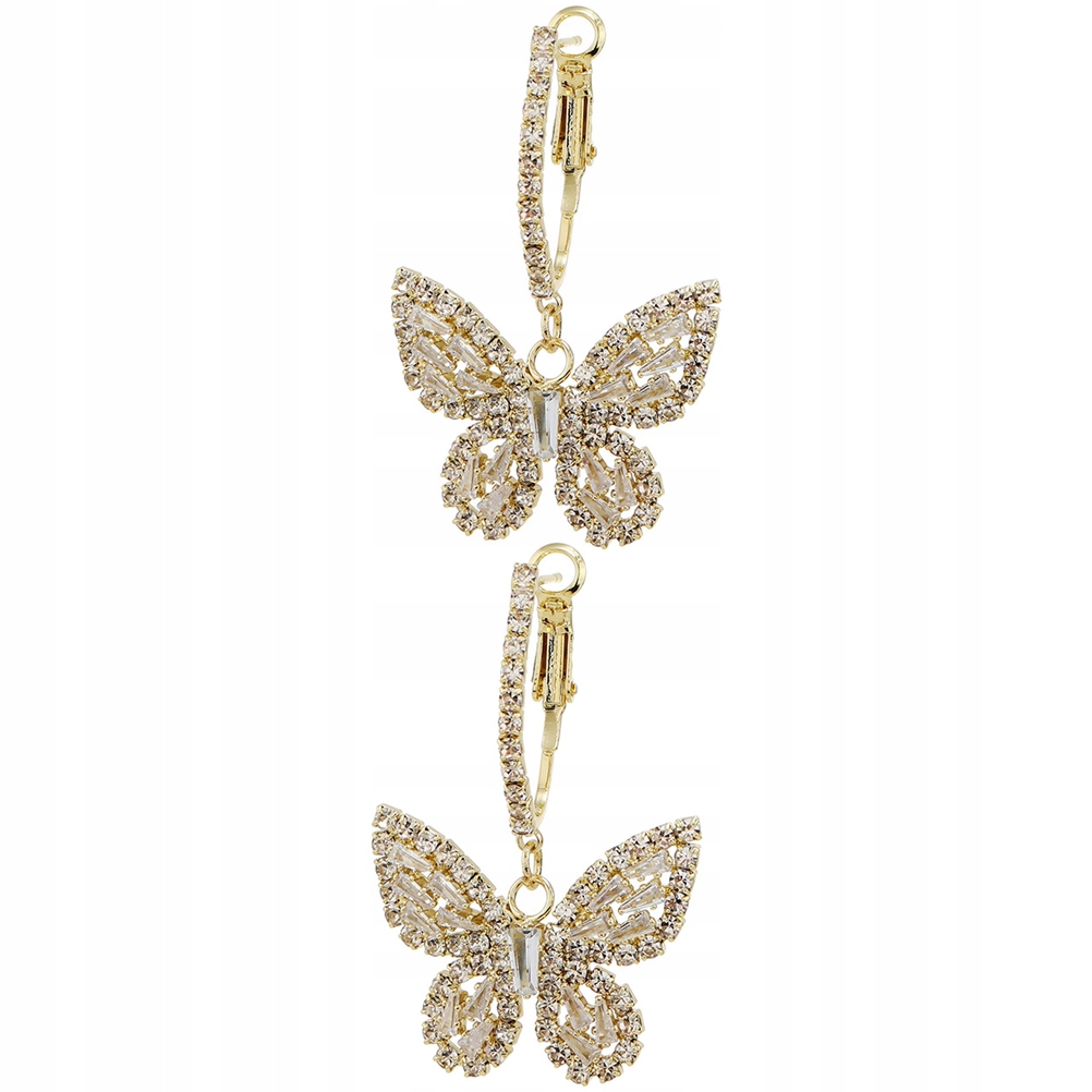 KOLCZYKI ŚLUBNE KROPLE MOTYL KOŁA Z DIAMENTÓW METALOWYCH