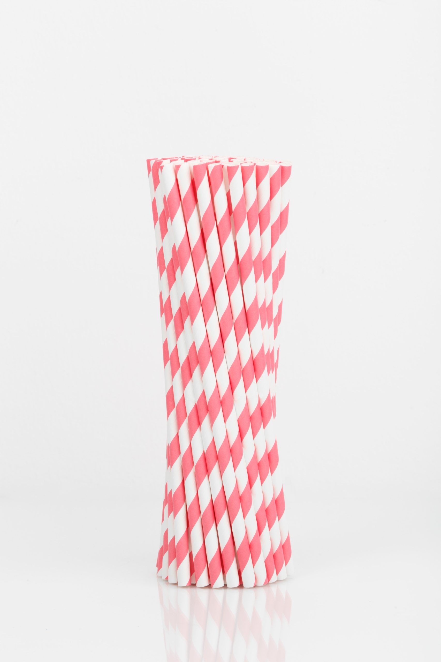 Słomki papierowe różowe paski 195x8mm 100szt