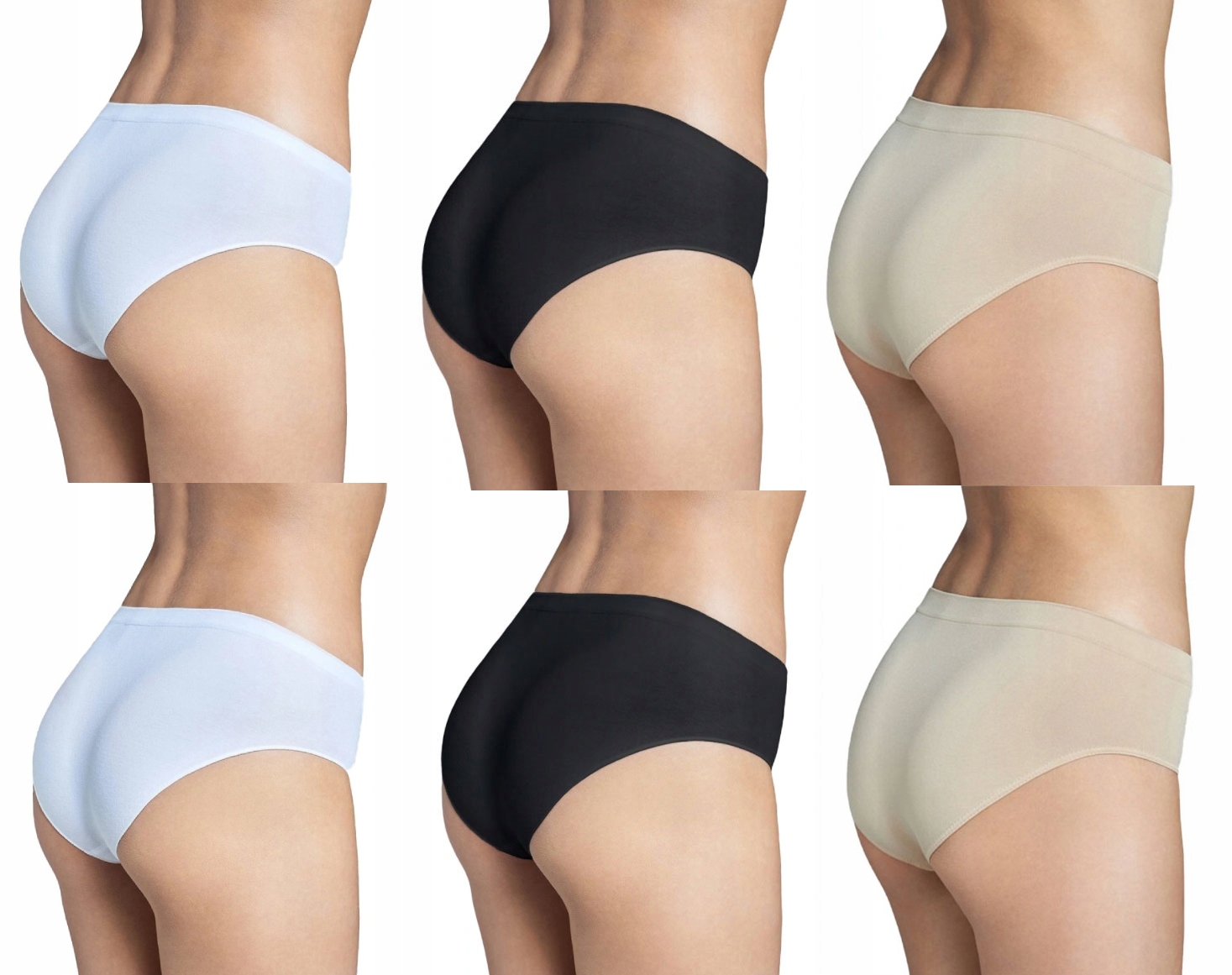 6PAK GATTA MAJTKI SEAMLESS CZARNY, BIAŁY BEŻ S