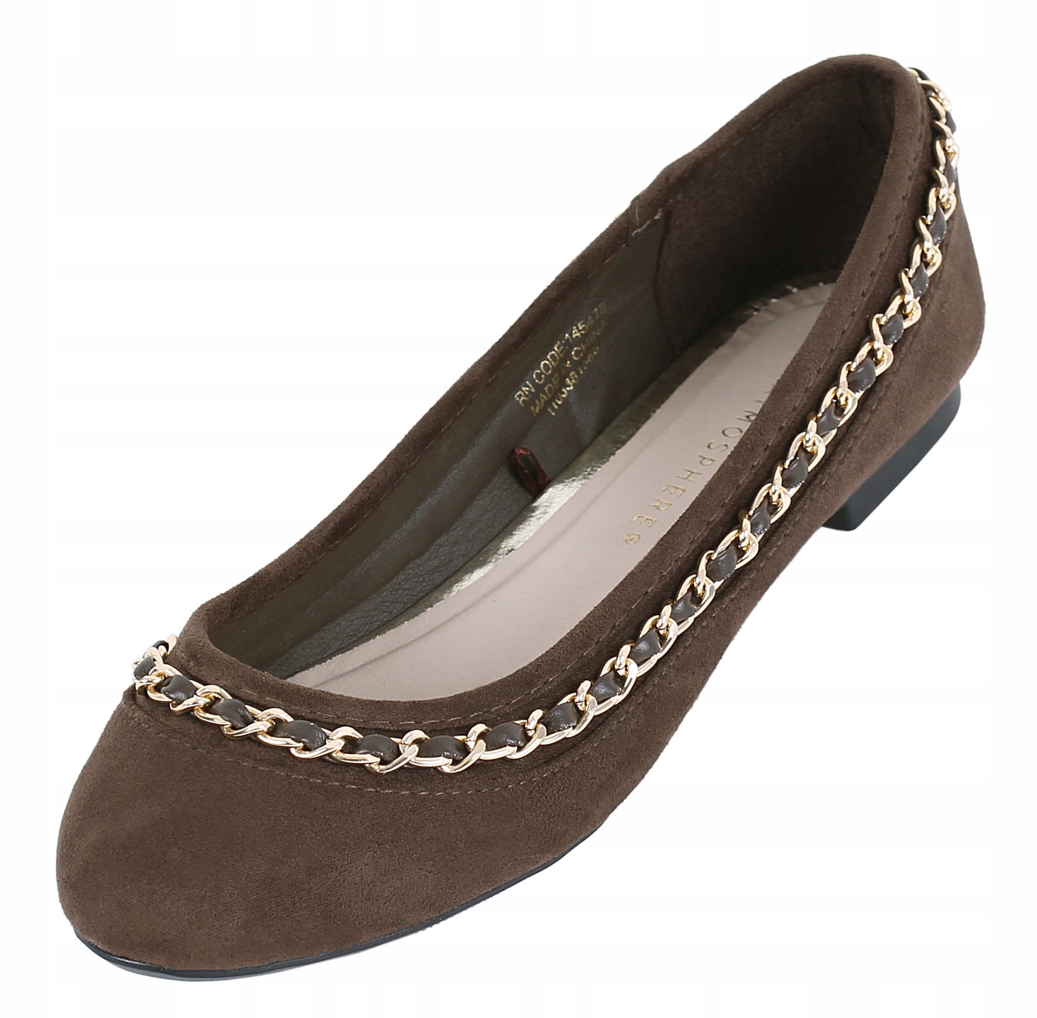 

Khaki, zamszowe balerinki 39 Eu 6 Uk