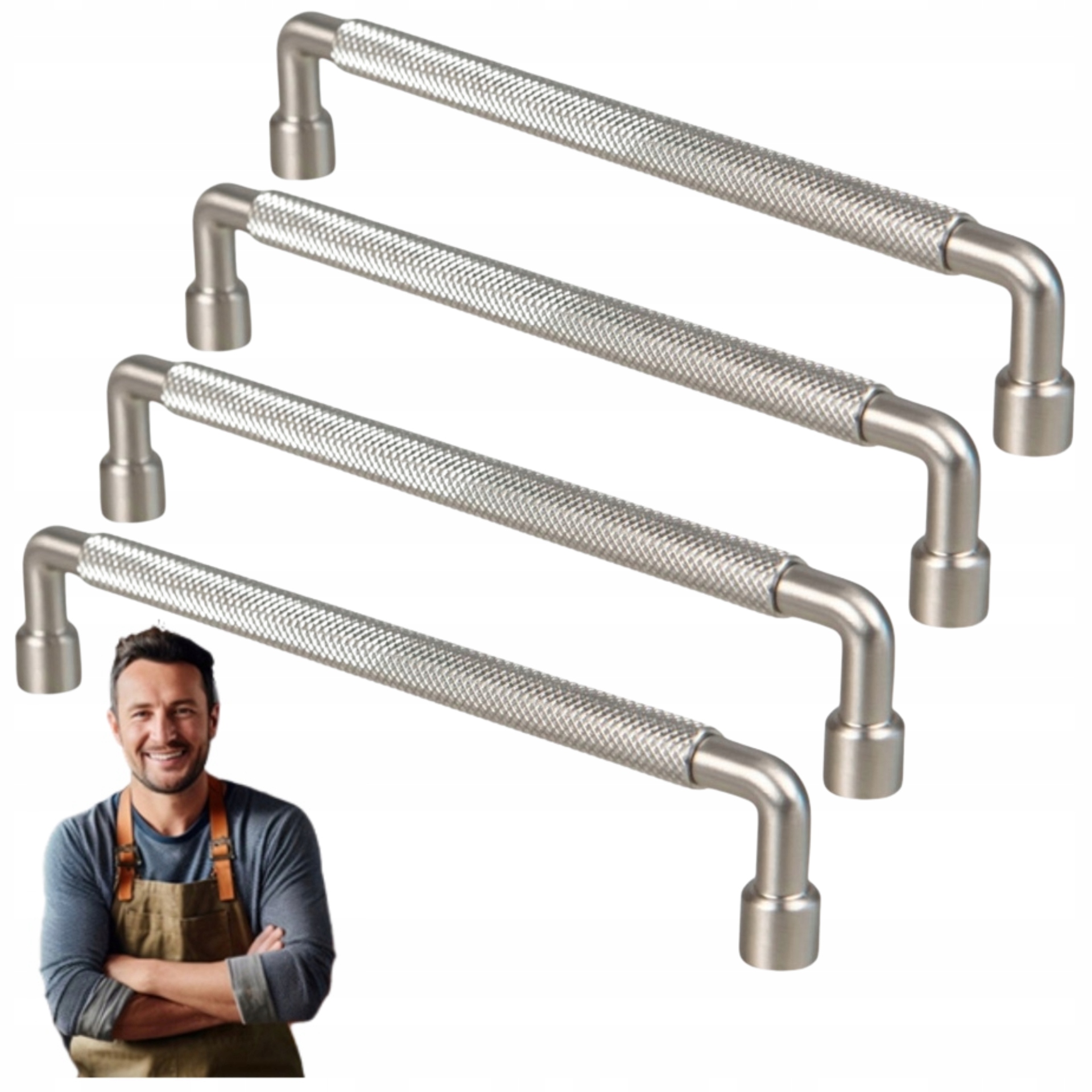 Nábytkový držiak na zásuvku Tertius 160 mm Radelko, brúsená oceľ, 4 ks