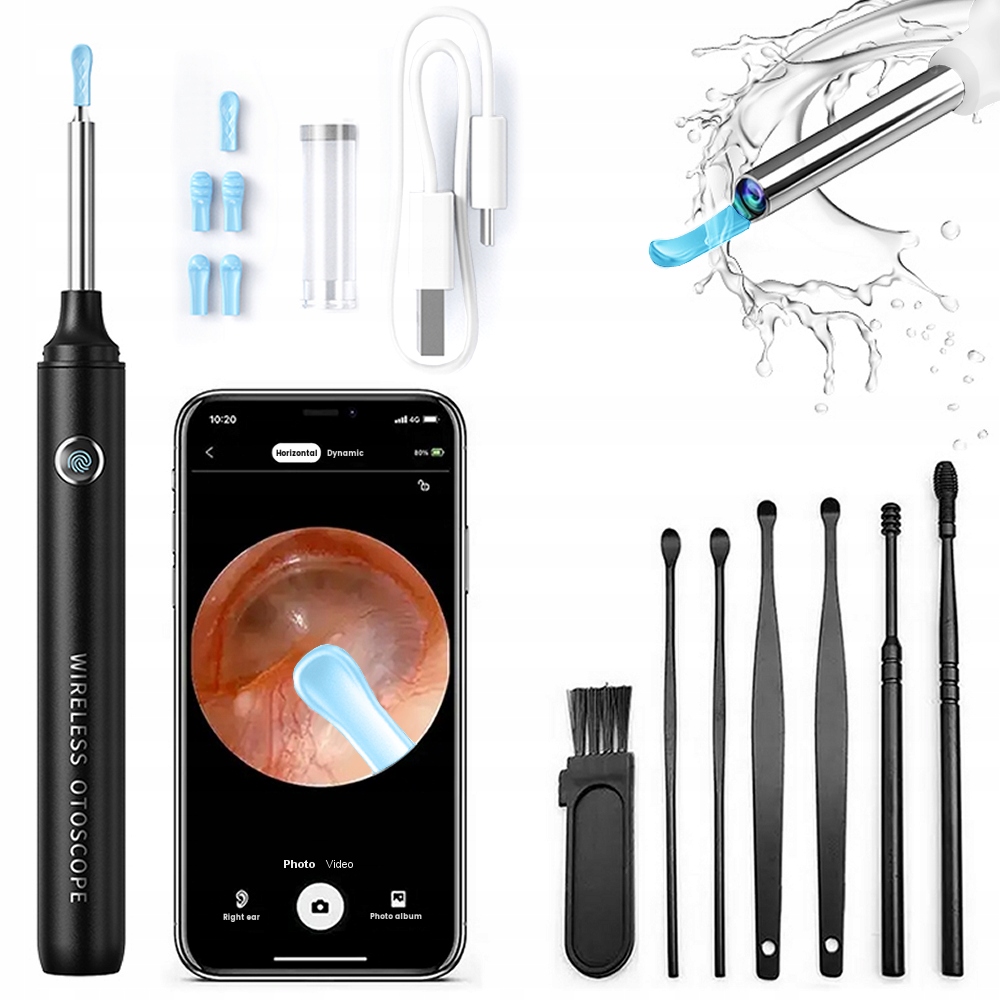 SMART OTOSCOPE КАМЕРА ДЛЯ ЧИСТКИ УШЕЙ ВОСК WIFI HD СТАЛЬНЫЕ ИНСТРУМЕНТЫ
