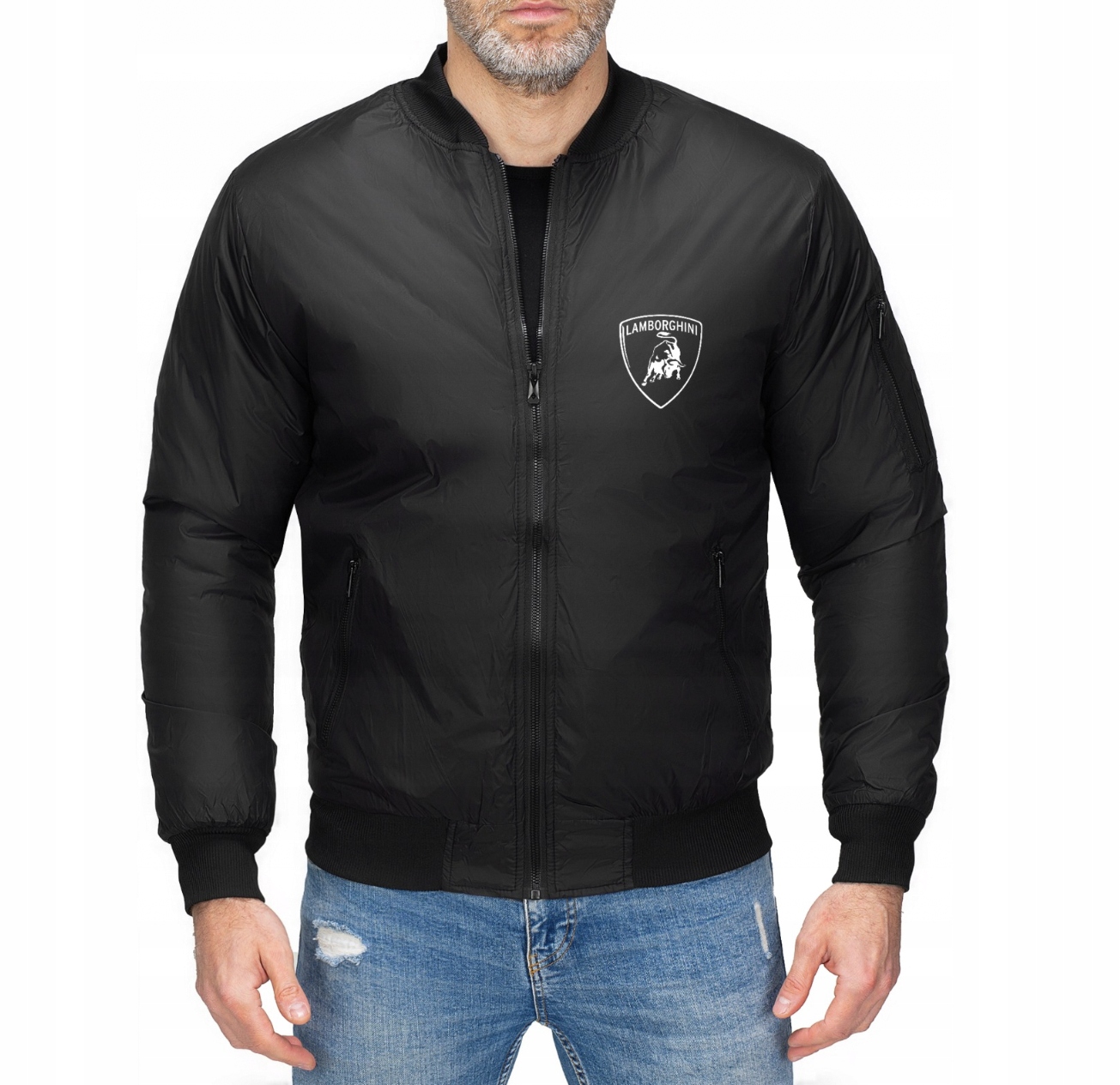 Pánská Přechodová Bomber Bunda Bomber Lamborghini Černá L