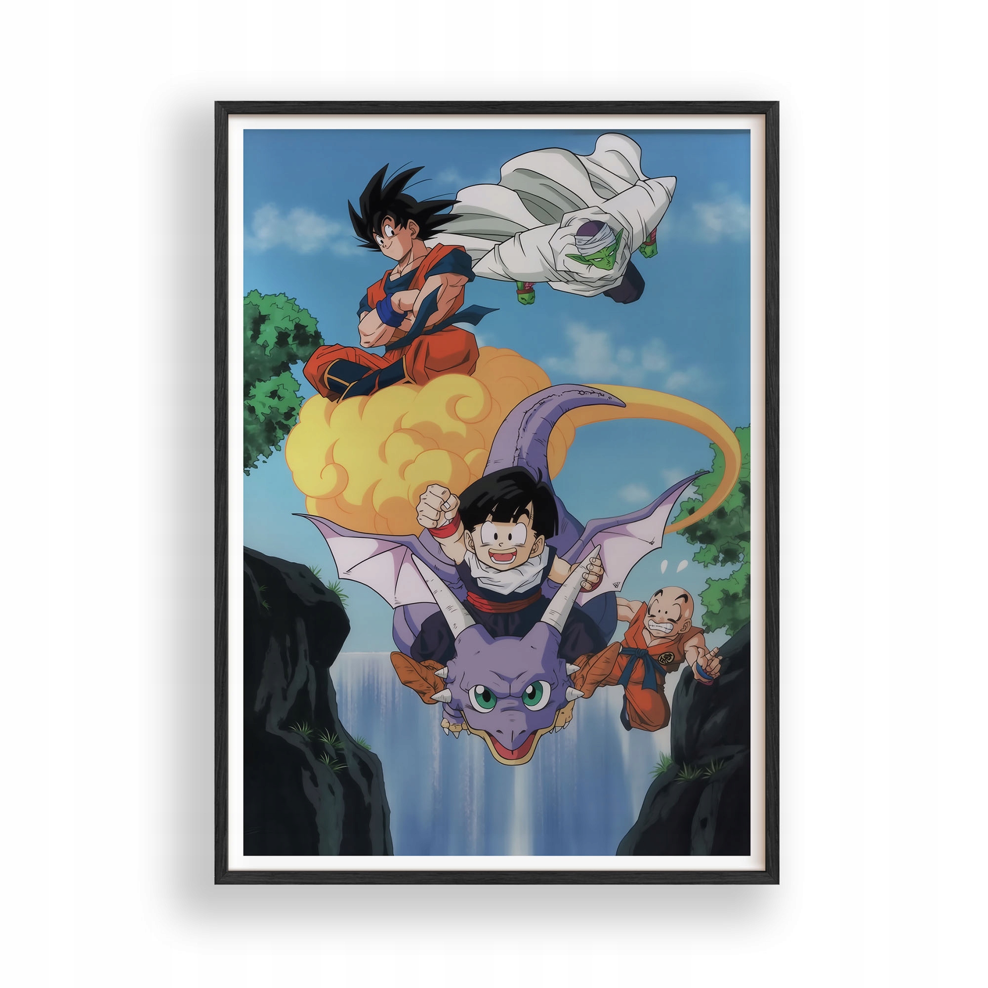 Obraz Dragon Ball Hrdinové Plakát Rámeček Dřevěný Černý 30x42 cm
