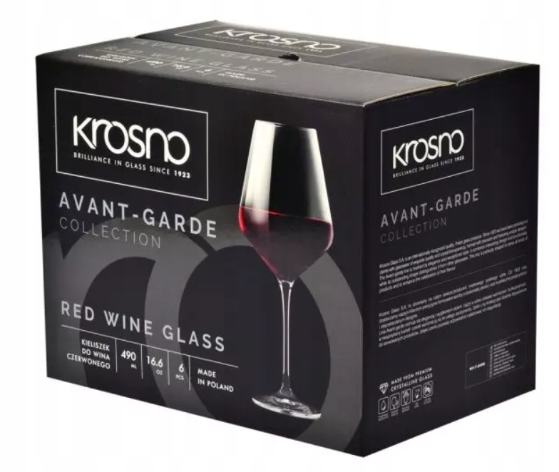 DUŻE KIELISZKI DO WINA CZERWONEGO 490ML ZESTAW KROSNO 6 SZT. Marka Krosno