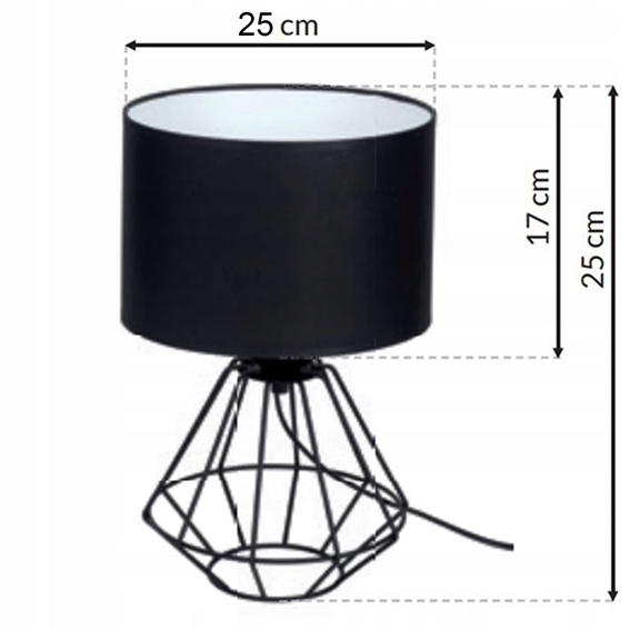 LAMPKA STOŁOWA BIURKOWA NOCNA DO SYPIALNI ABAŻUR Długość/wysokość 20 cm