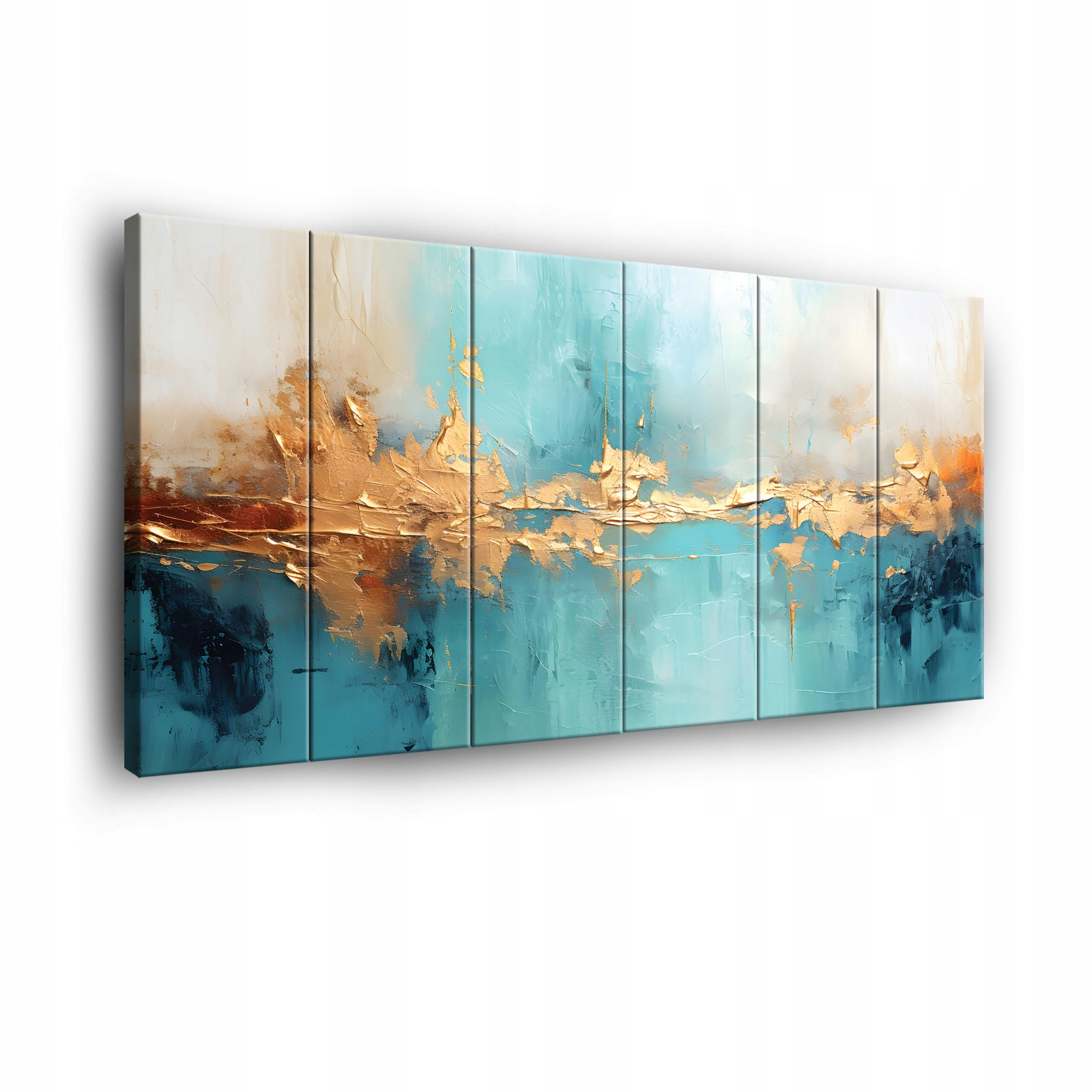 Obraz Abstrakcia Zlato Turkus Na Plátne Stena 6 Častí Spálňa 180x100