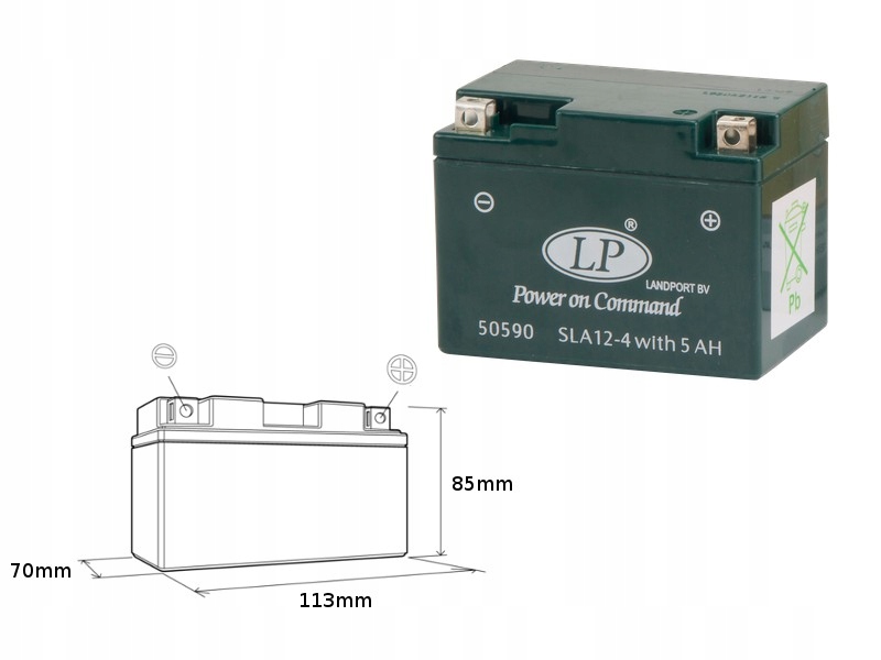 Landport Akumulator SLA12-4S (ms Sla 12-4S) (YTX4L-BS) 12V 5AH (113X69X85MM