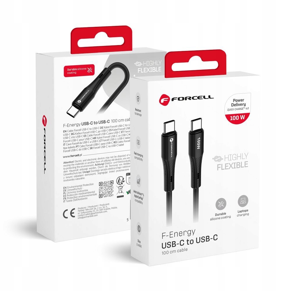 Kabel Usb C na Usb C Forcell F-Energy QC4.0 Pd 5A 100W Silicone 1 m C347