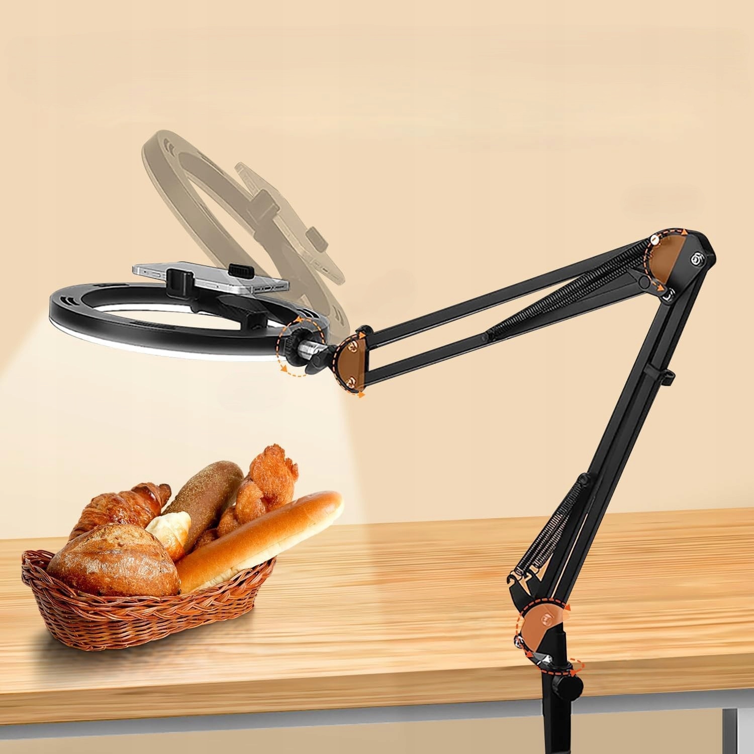 YAYUSI Lampa Pierścieniowa LED 10" z Elastycznym Statywem do Wideo — miniatura 3