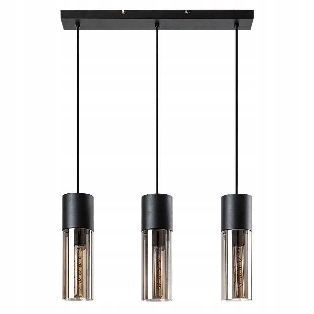 Závesná lampa Rabalux Ronno 3xE27 čierna, dymové sklo