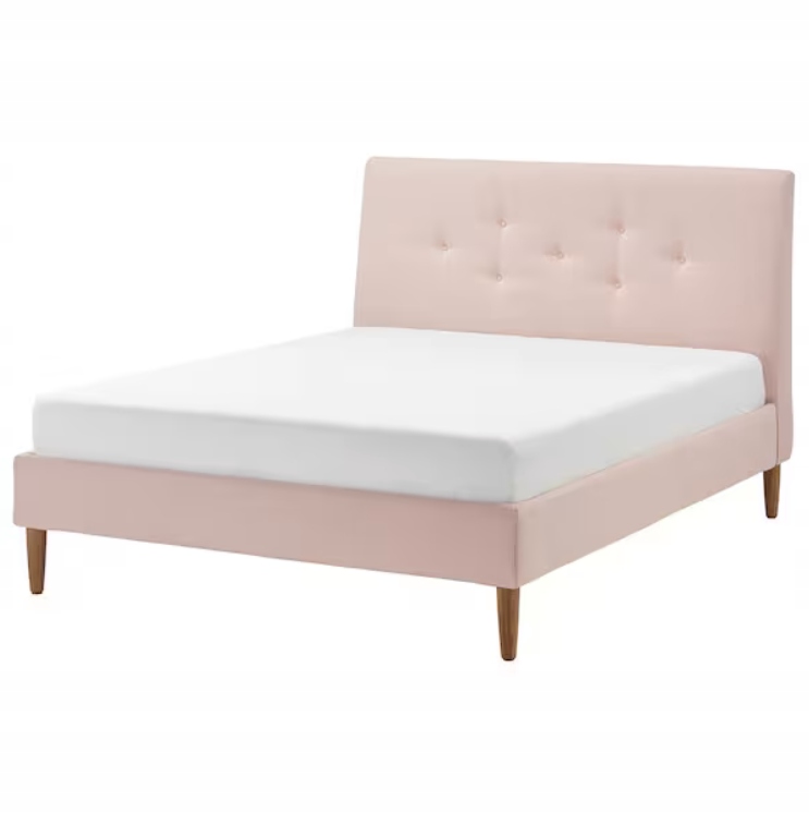 Ikea Idanas Tapicerowana rama łóżka, Gunnared bladoróżowy, 140x200 cm