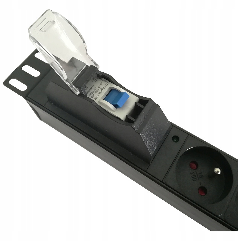 Listwa zasilająca 7 gniazd do szafy 19" bezpiecznik 16A kontrolka Led