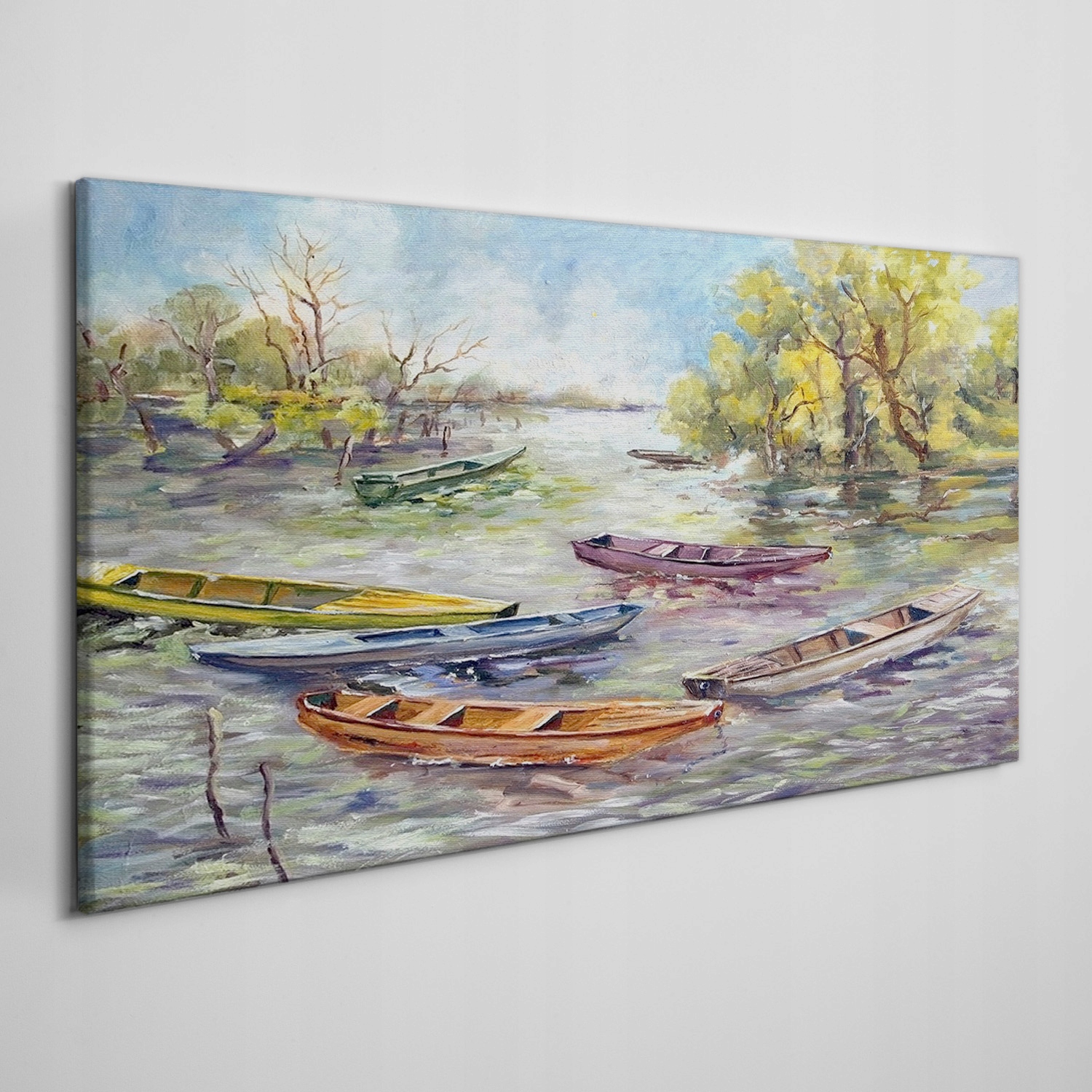 

Obraz płótno Jezioro łodzie drzewa niebo 120x60 cm