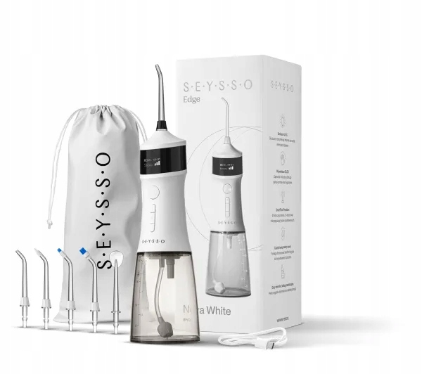 Irygator do zębów Seysso Edge Nova White Biały Lampa Uv-c 6 Koncówek