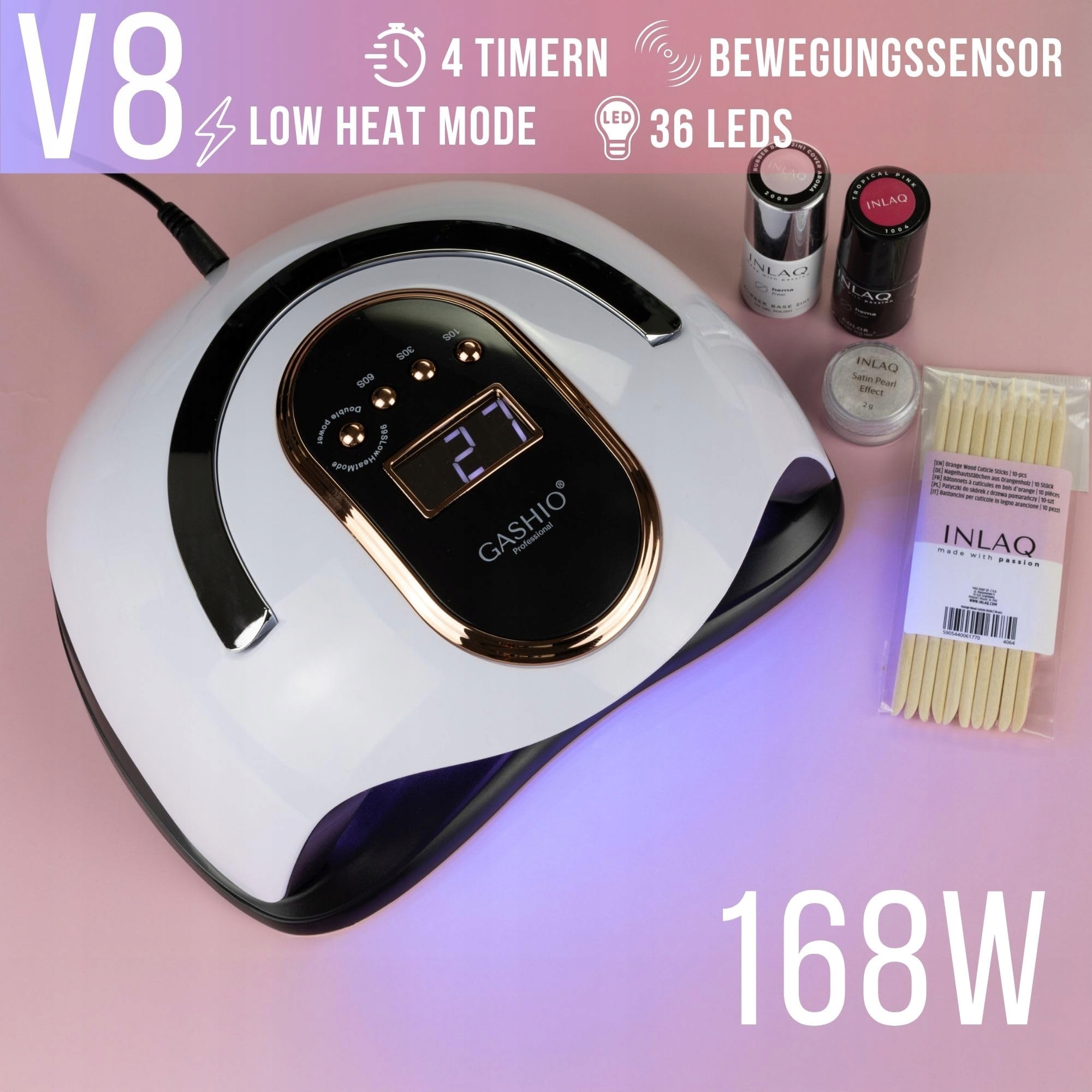 GASHIO Lampa UV LED Do Paznokci 168W Z Czujnikiem I Timerem — miniatura 2