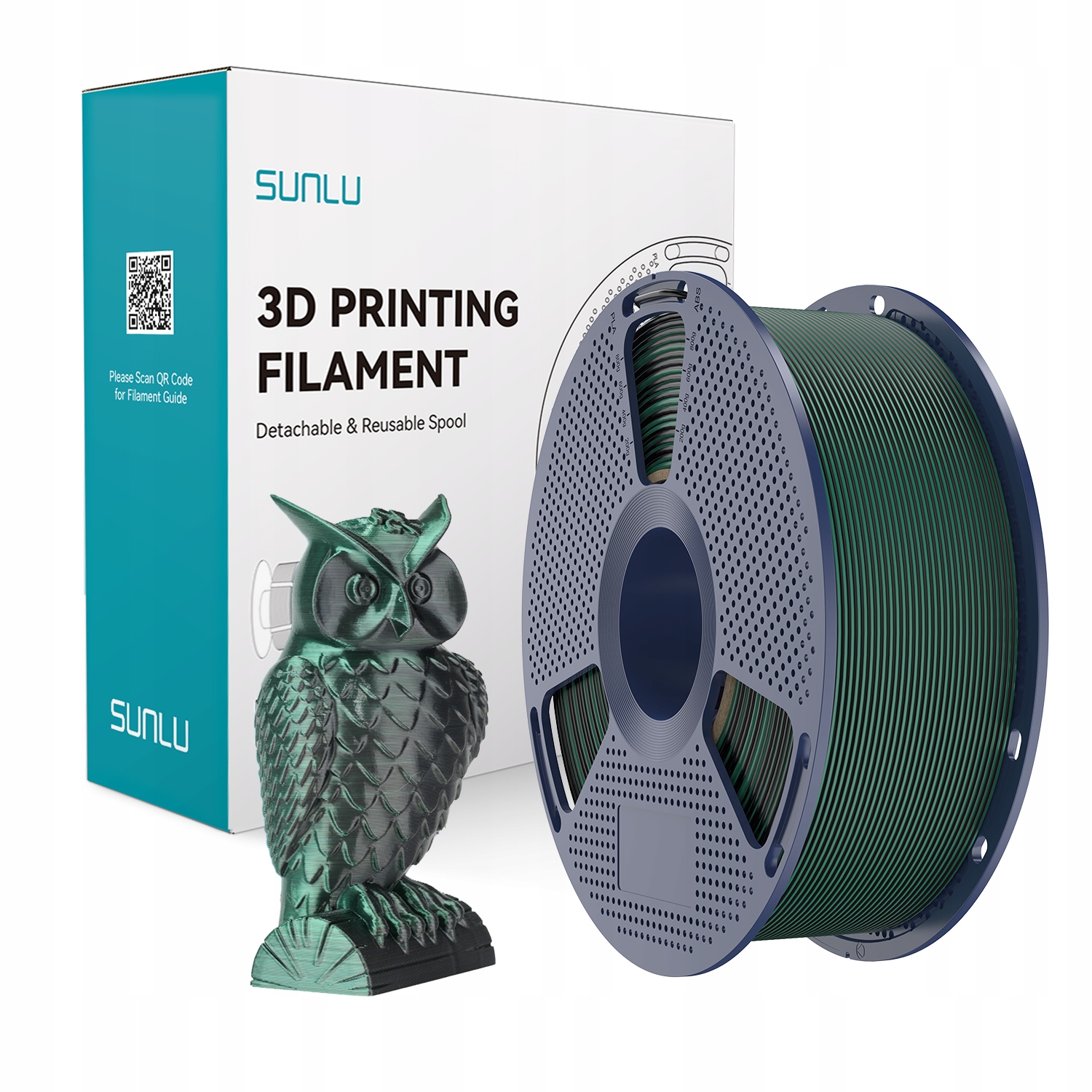 Filament Sunlu Silk PLA+ Dual Black Green, czarno-zielony 1,75 mm 1000 g