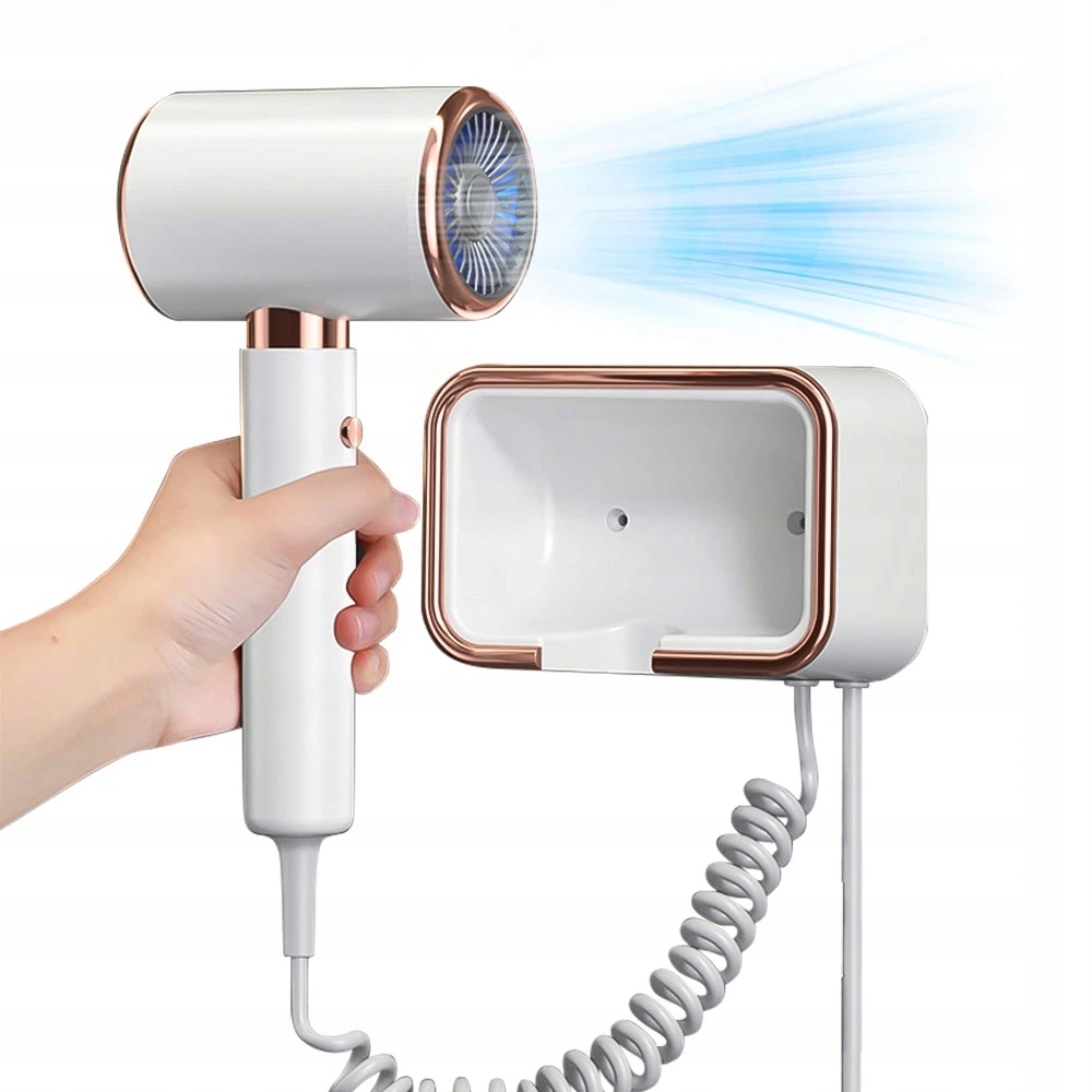 Nástěnný Vysoušeč Vlasů 2000W Tichý Provoz 3-STUPŇOVÁ Regulace Hotelu