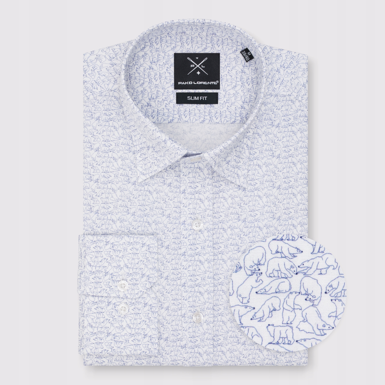 Bílá pánská košile s modrým vzorem Pako Lorente vel XL