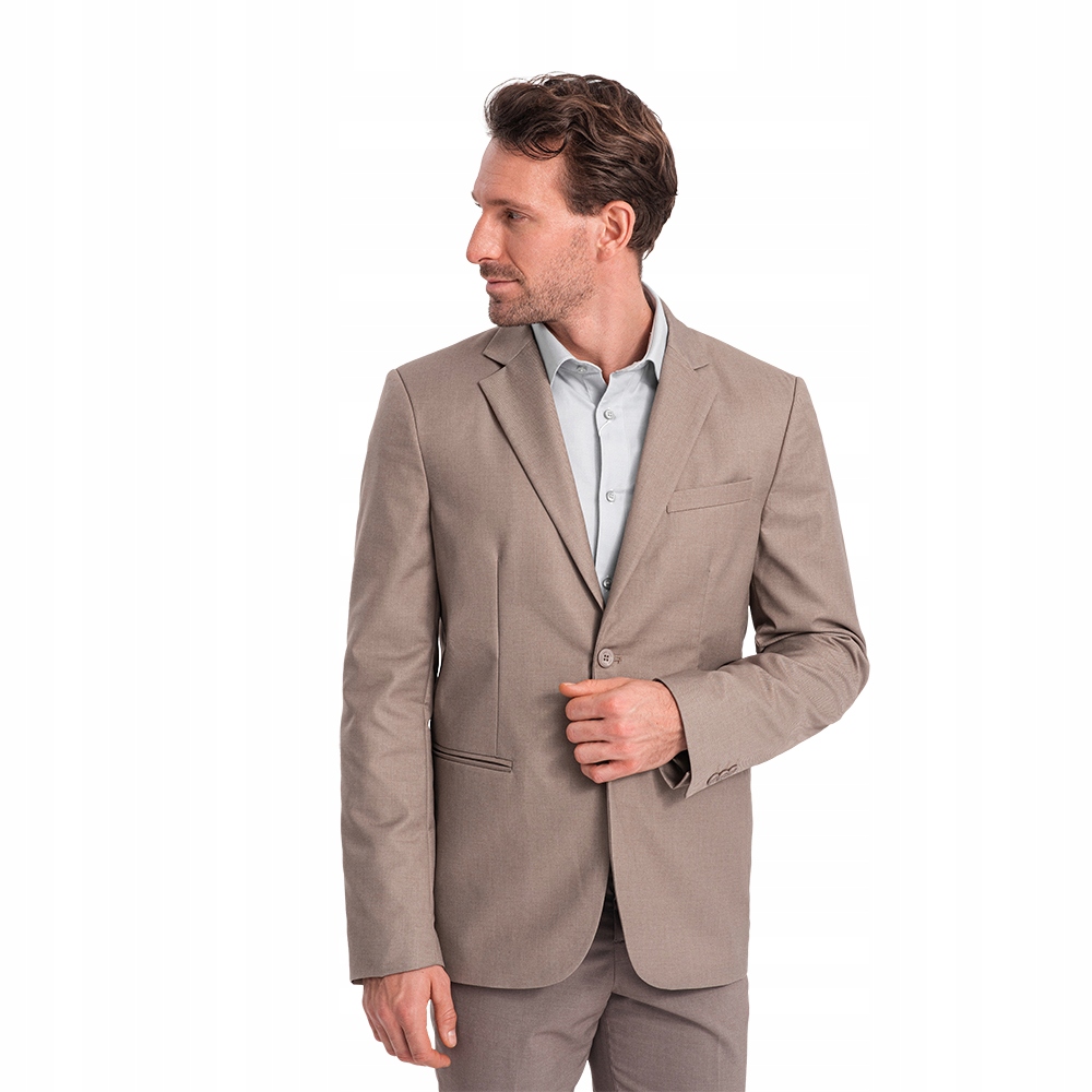Pánská klasická sako s 80% polyester béžová V3 OM-BLZB-0115 L
