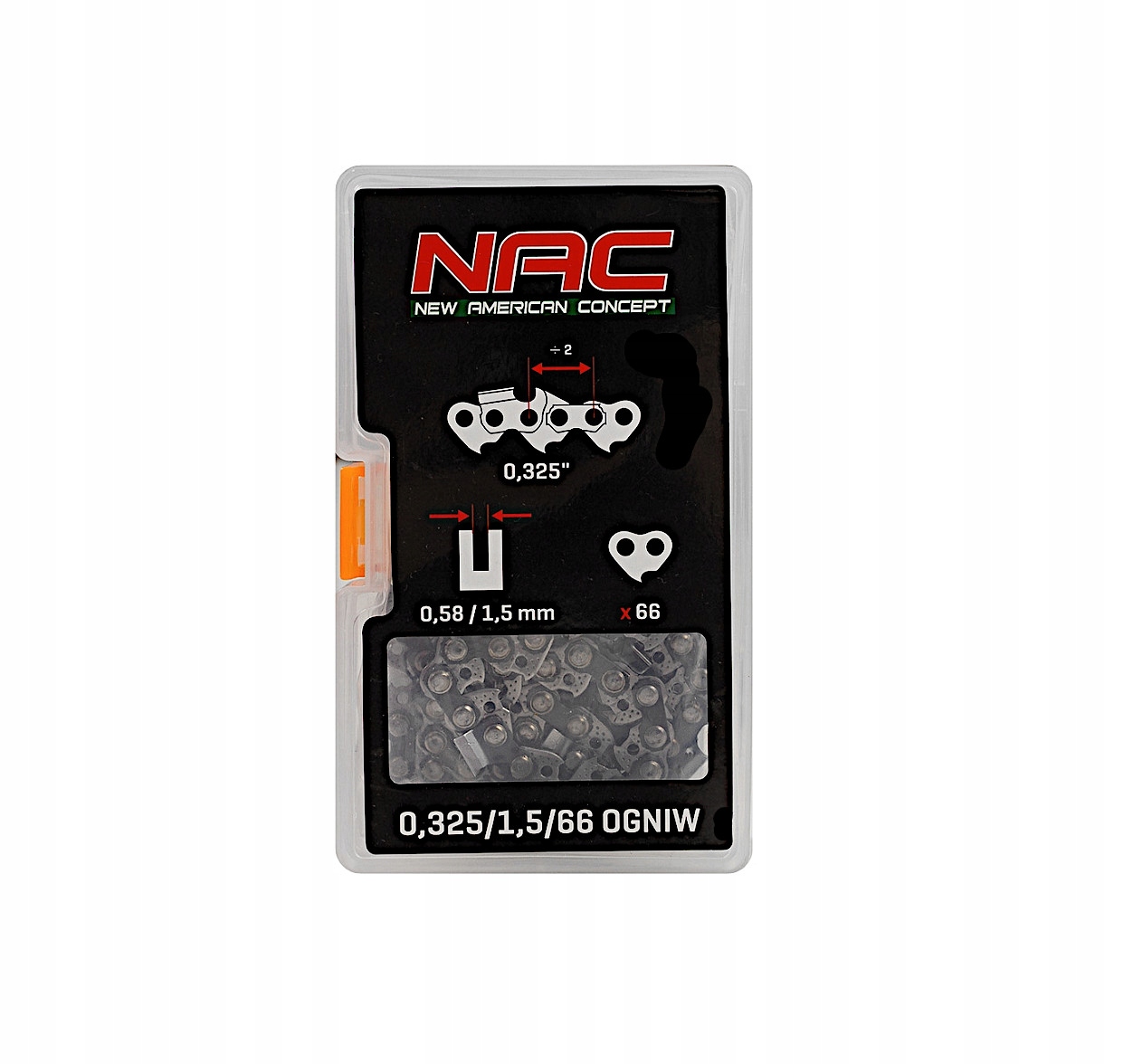 ŁAŃCUCH NAC 66 OGNIWA .325" 1,5 MM 16" YD45/40 HY-CST45-40-WO CST45-40-08AC