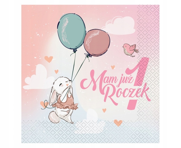 

Serwetki Mam już roczek z króliczkiem dziewczynki