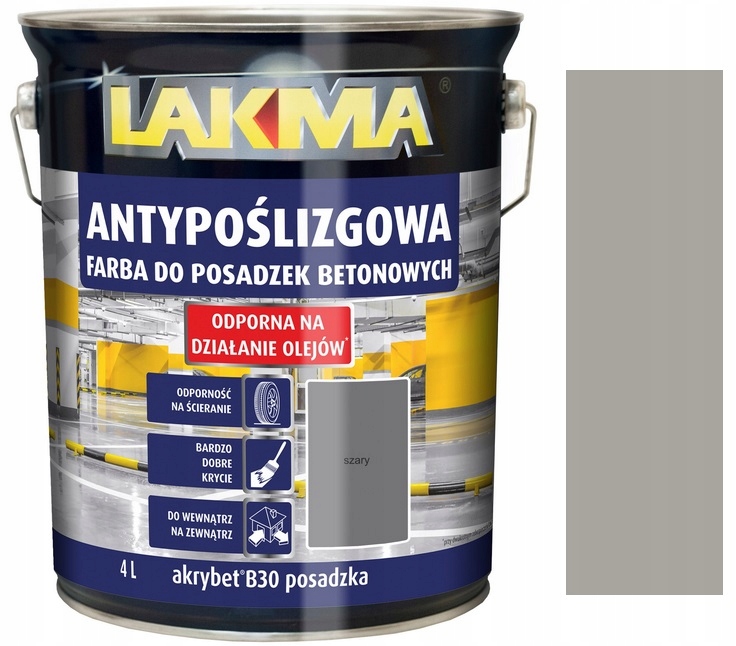 Lakma Akrybet B-30 Farba Antypoślizgowa Do Posadzki Szara 4L