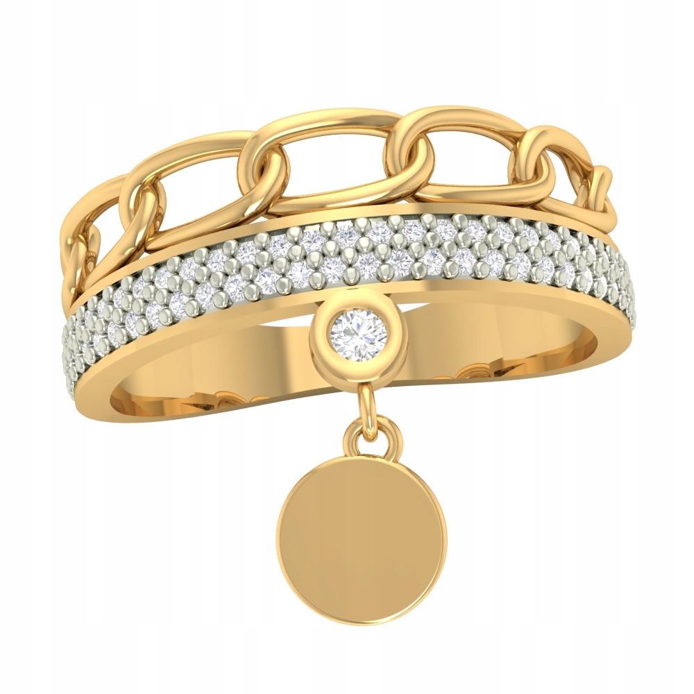 ZŁOTY PIERŚCIONEK Z RUCHOMĄ ZAWIESZKĄ KÓŁKO PR 585