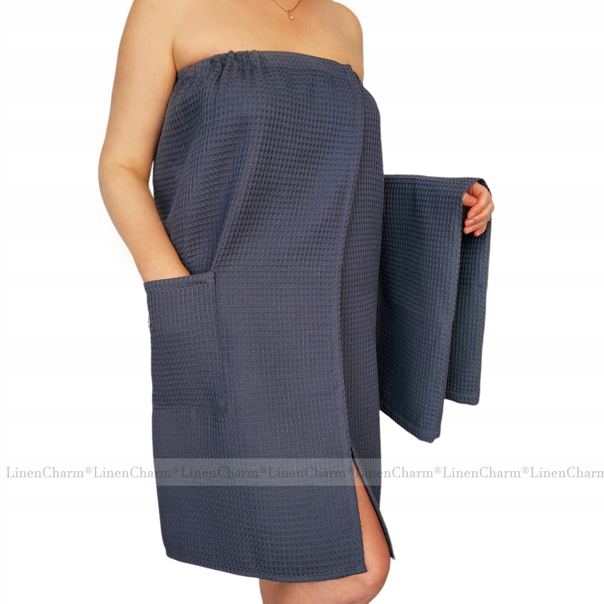 Dámský Set Pareo Saunový Ručník Do Bazénu Bavlna 100% Antracit Sm