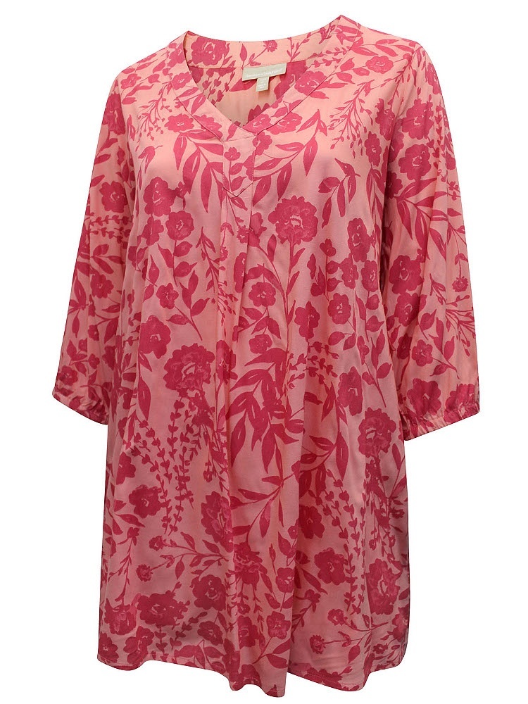 Plus Size Woman Within Fantastická Růžová Halenka S Květinami WW90 50
