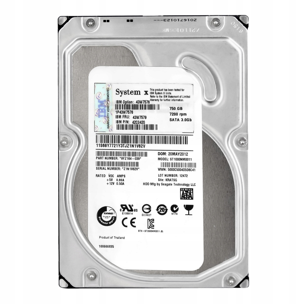 Ibm 43W7579 42C0420 750GB 7.2K 32MB Sata II 3.5'' ST1000NM0011