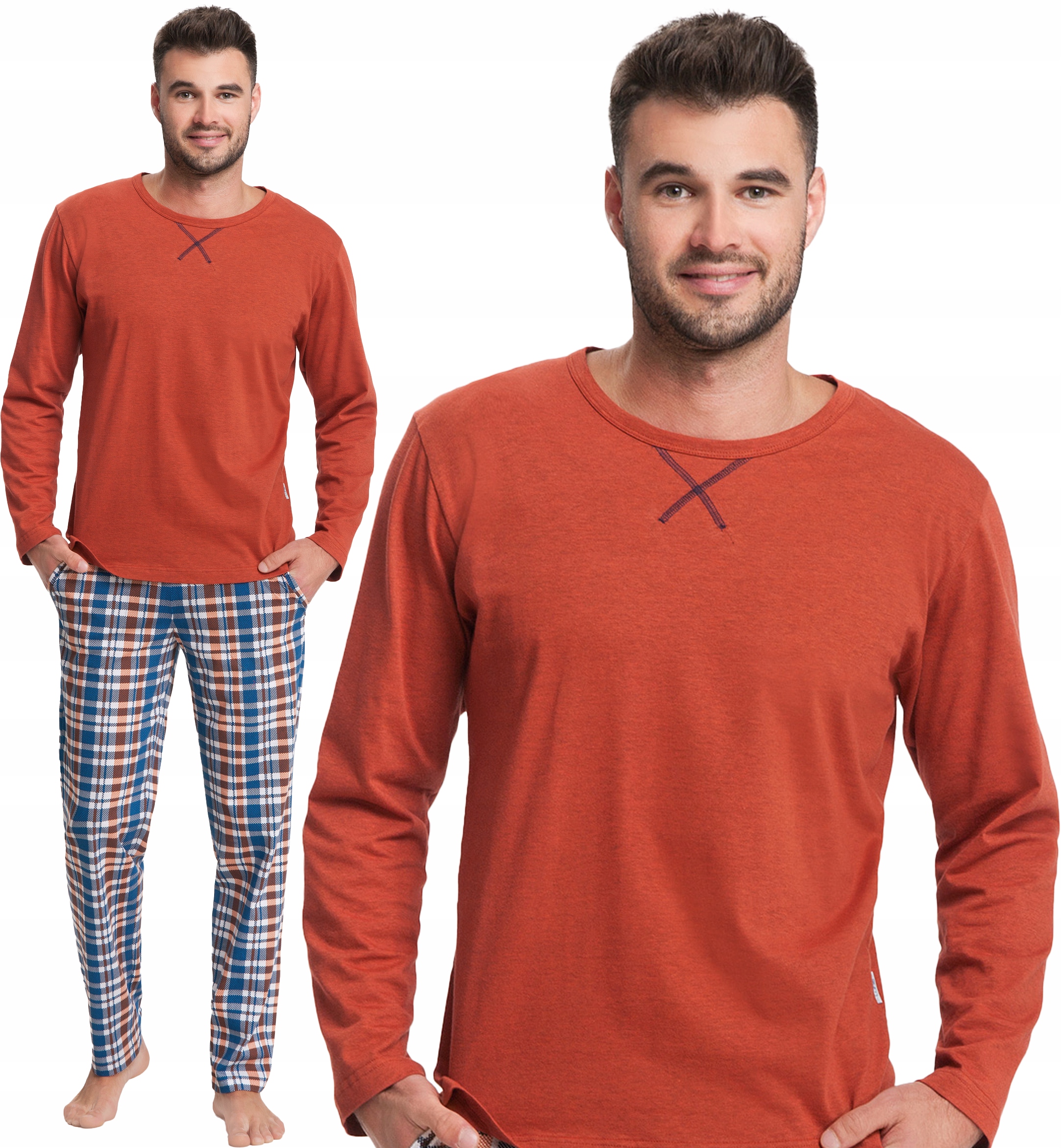 BAWEŁNIANA PIŻAMA MĘSKA DŁ. RĘKAW LUNA 700 [3XL]