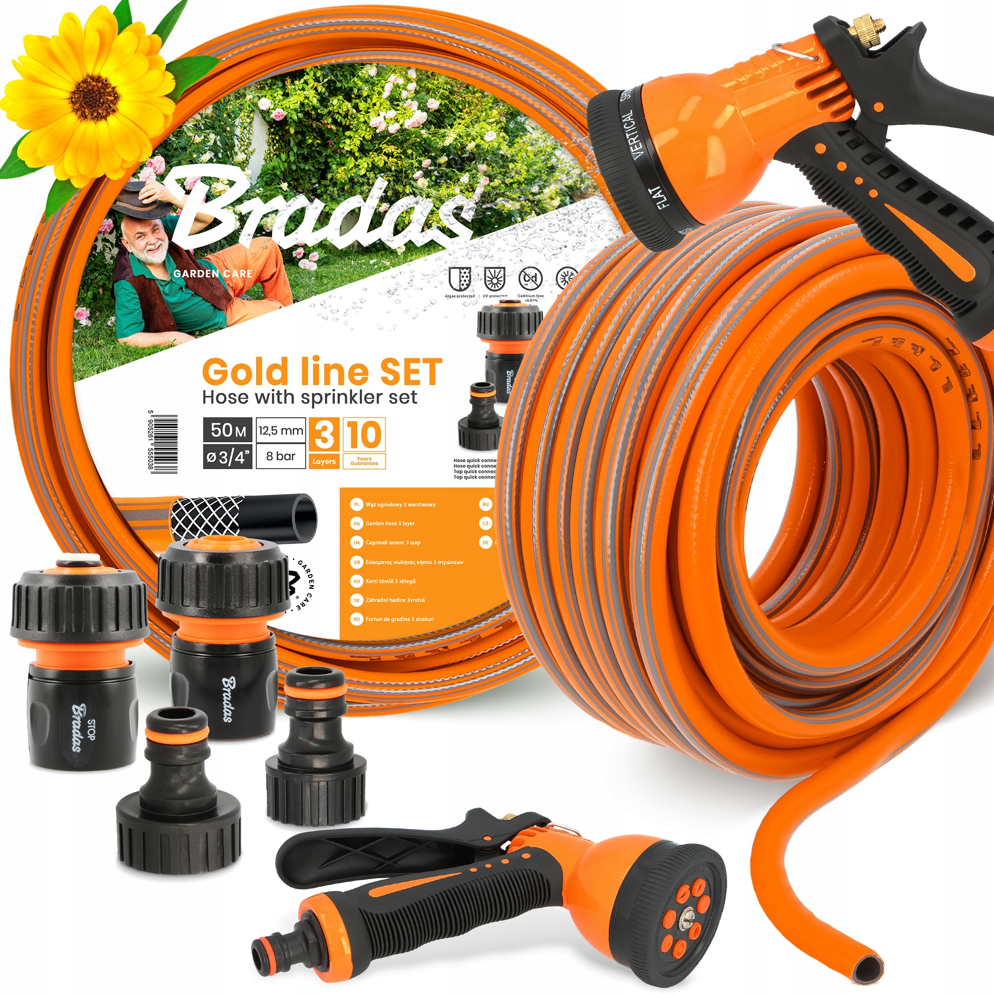 Záhradná Hadica 3/4 Vody Navíjacia 50 m Elastická Zalievanie Šlauf 3-VRSTVOVÁ Yo