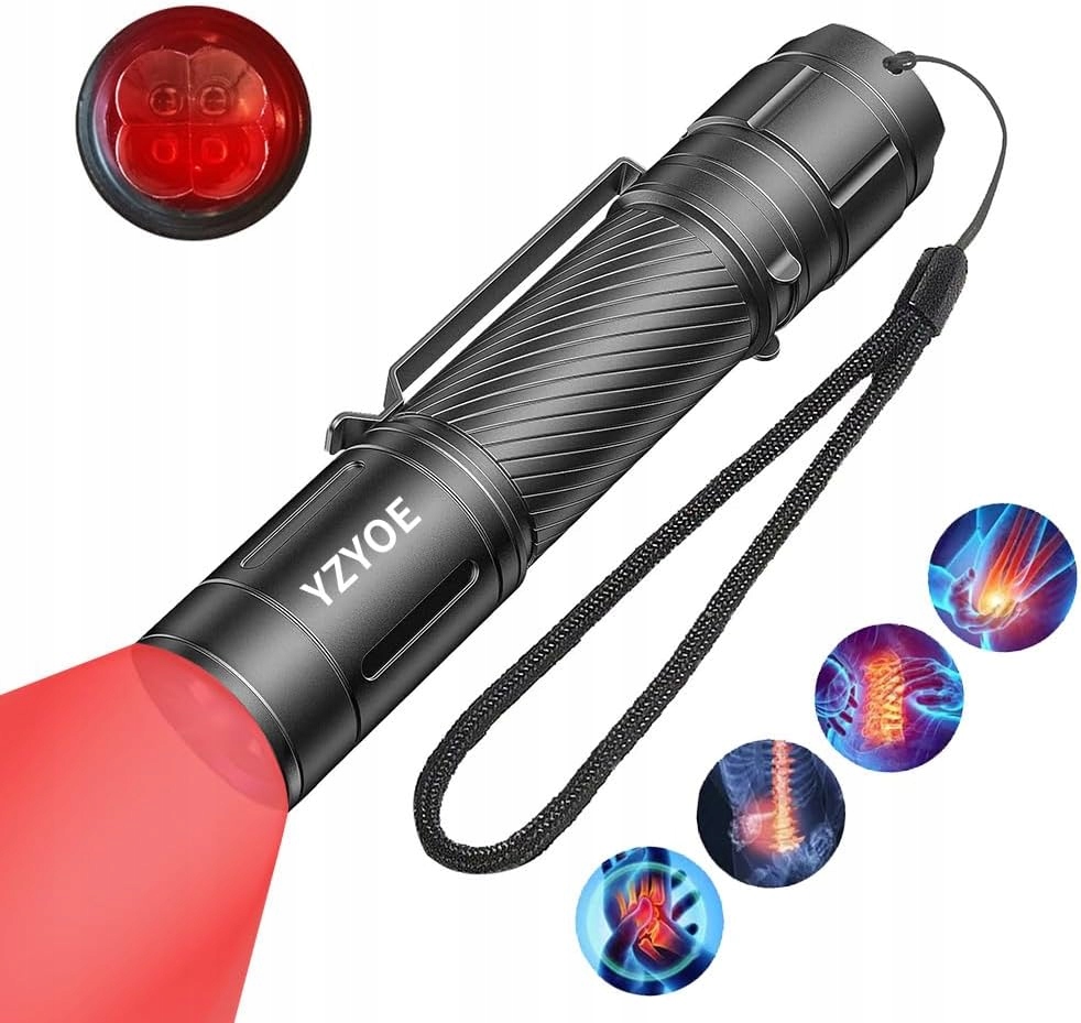 LAMPA TERAPII ŚWIATŁEM CZERWONYM LATARKA LED 4 FAL USB