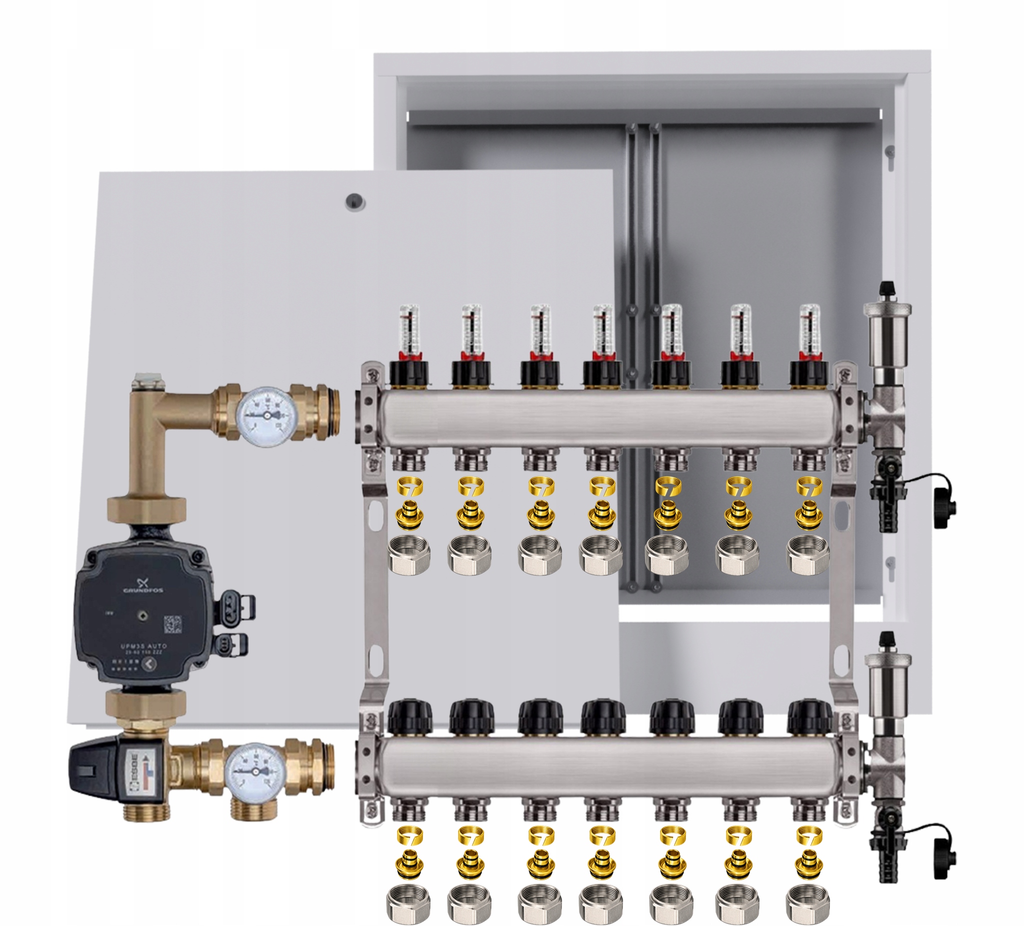 Nerezový rozdělovač pro podlahovku 7 box Pompa Grundfos Pex