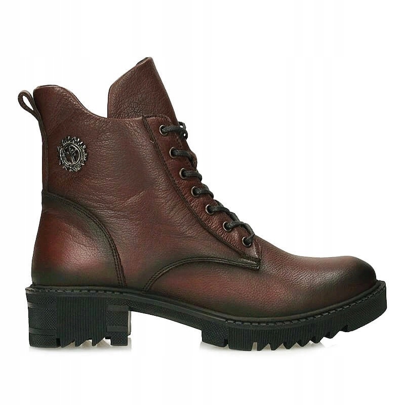 Módní hnědé kožené kotníkové kotníkové boty na šněrování T.Sokolski Sar Z25-389 Taba Vel. 37