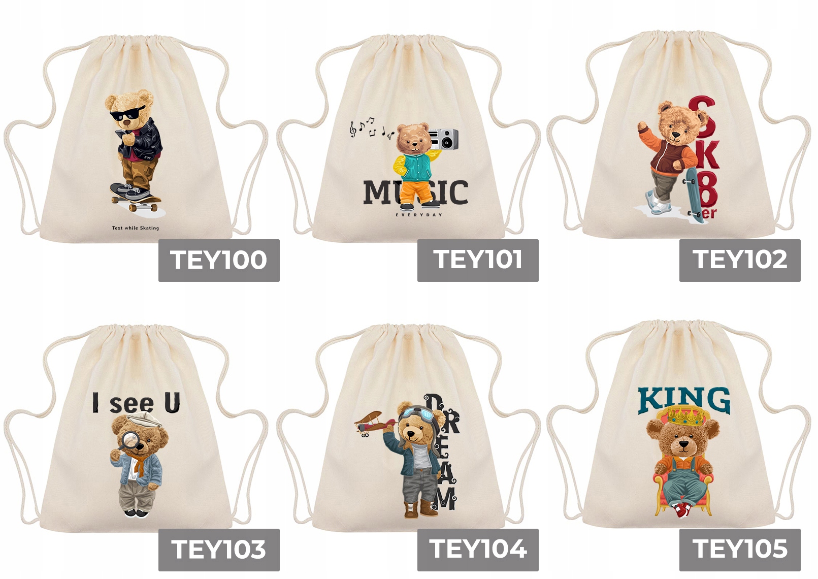 Worek Plecak Beż Na Wycieczki Eko MISIE TEDDY Wz Kolor okuć inny