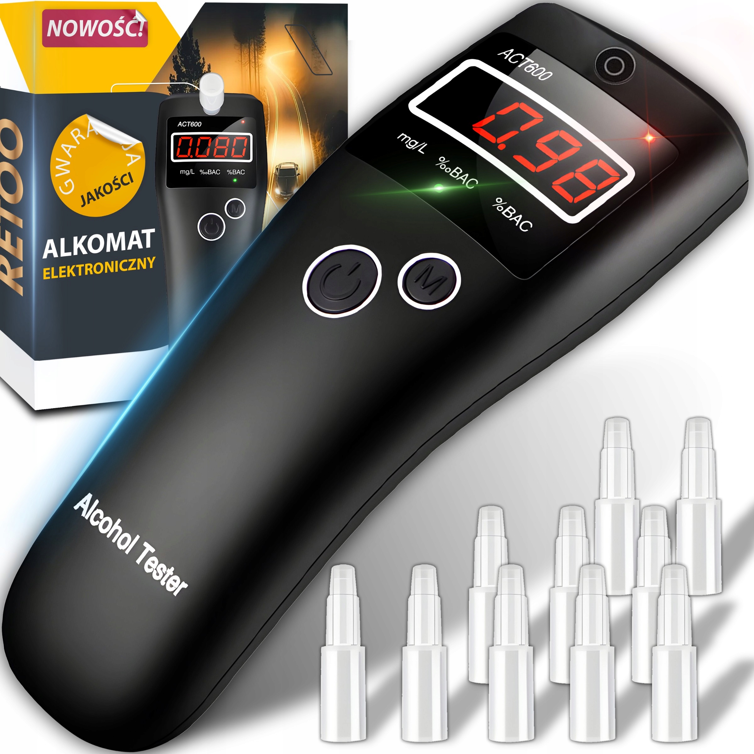 Přesný Profesionální LCD Digitální Alkohol Kalibrace 10x Tester Náustků