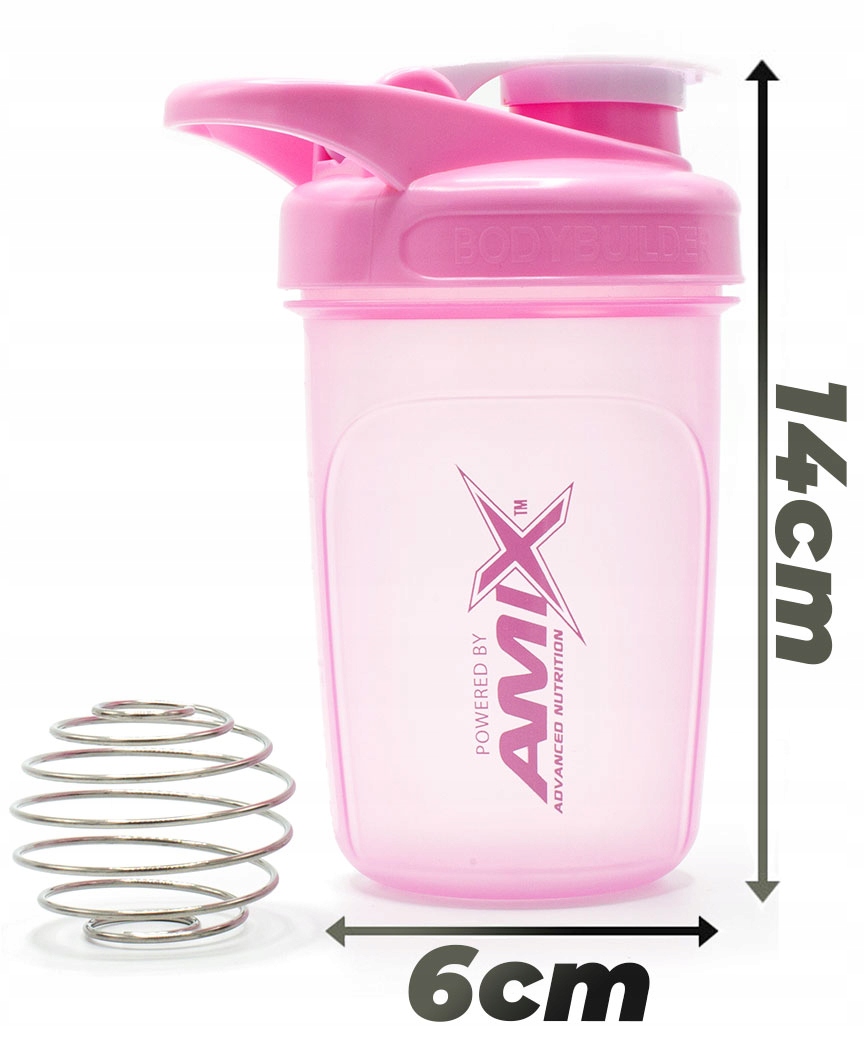 SZEJKER DO KOKTAJLI w wersji mini 300 ml - POMARAŃCZOWY BIDON Z KULKĄ 6x14 Kolor dominujący pomarańcze i czerwienie