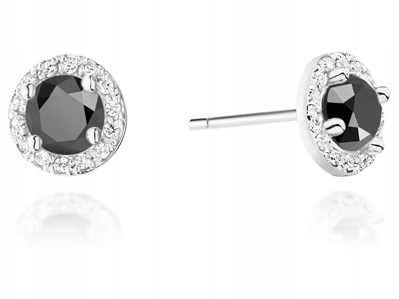 Zlaté náušnice 585 S Černým Briliantem 1,70g s diamanty pro ni 14k