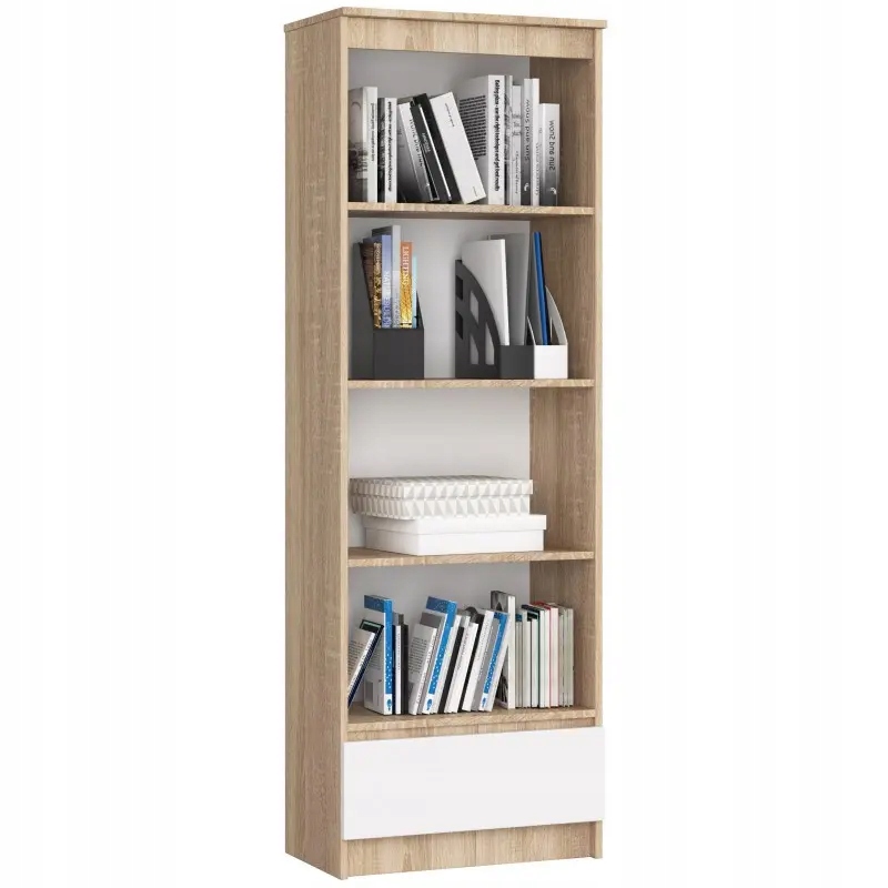 

Regał R 60 cm Clp 1 Szuflada 4 Półki Sonoma-biały