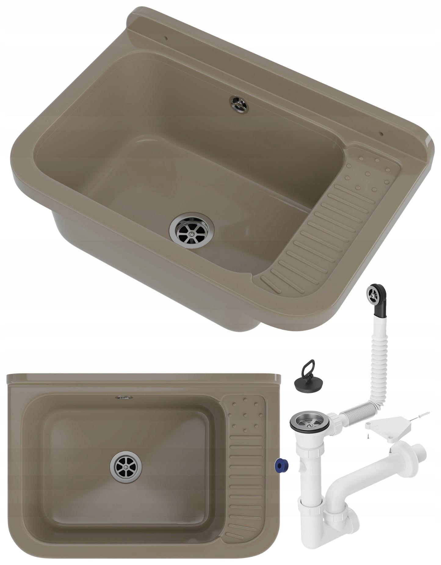 Béžový dřez technický dřez do kotelny Technická komora Polo Syfon