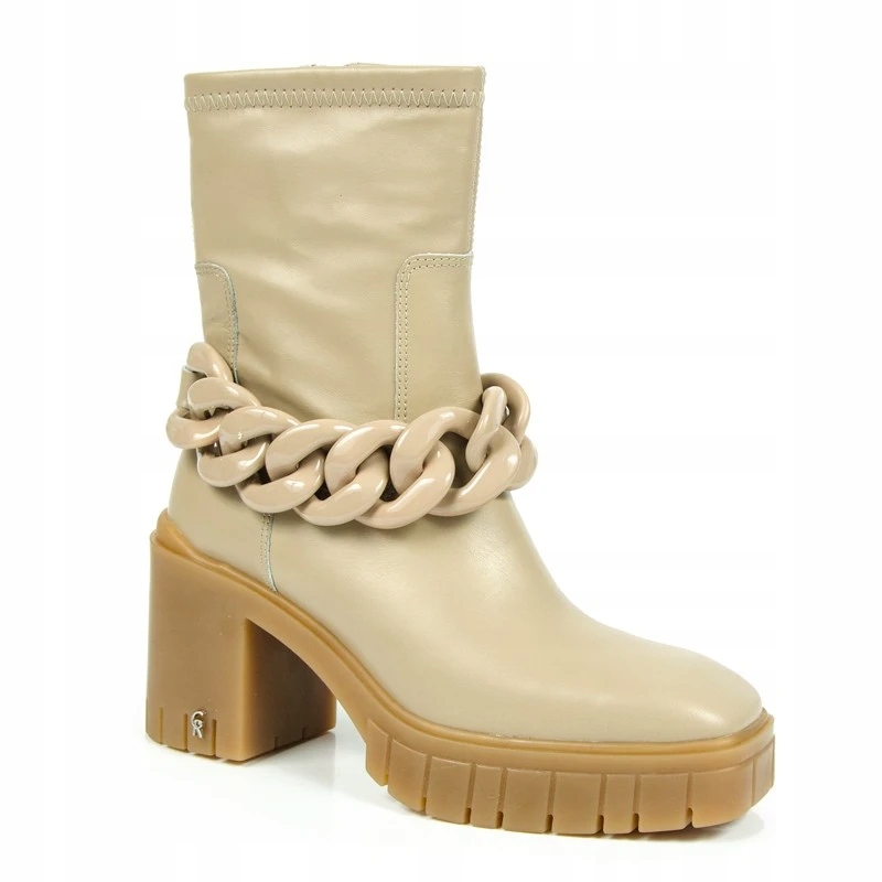 Carinii B7698 Kotníkové Boty Sloupek Kůže Lico Béžová 40