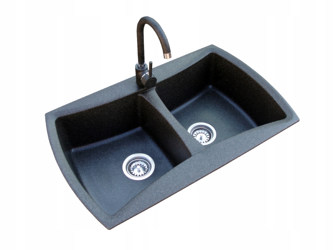 zlew/ozmywak granitowy DWUKOMOROWY + Bateria_Syfon Rodzaj wpuszczany