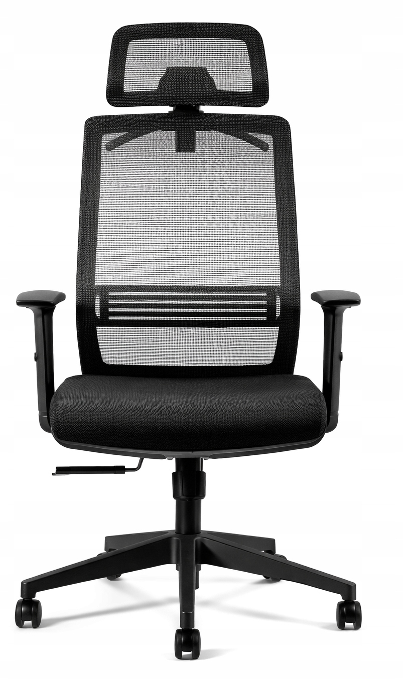 Fotel ergonomiczny Asos czarny Synchron siatka regulowany biurowy