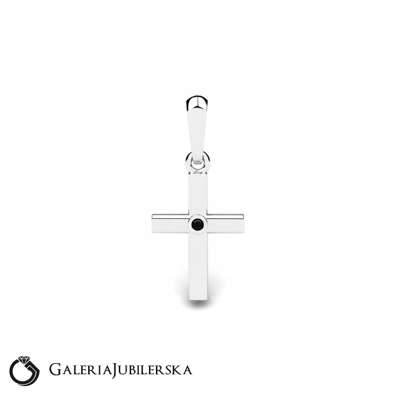 Kříž Z Bílého Zlata S Černým Zirkonem
