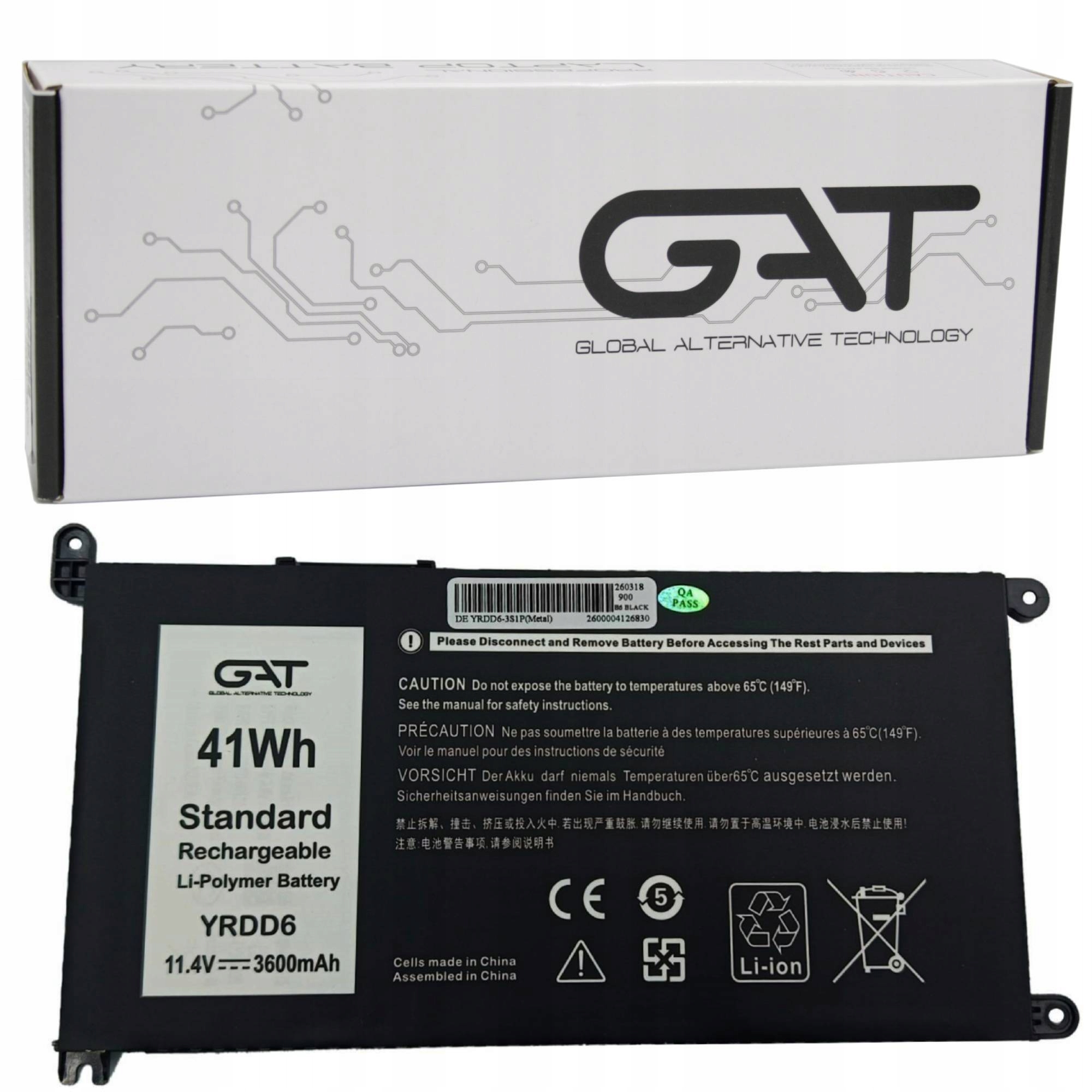 Bateria YRDD6 1VX1H do Dell Inspiron 5482 3581 5593 Vostro 3400 3590 5590