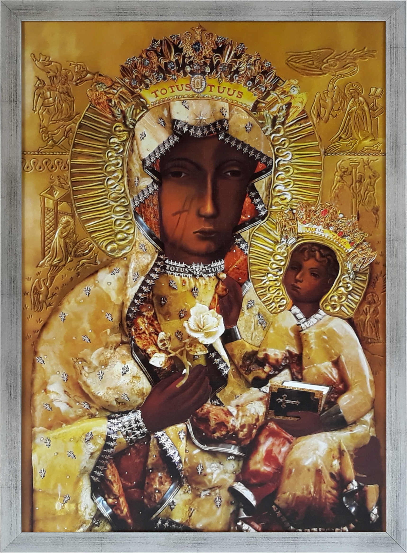 

Obraz 75x55 Matka Boska Częstochowska Srebrna Rama