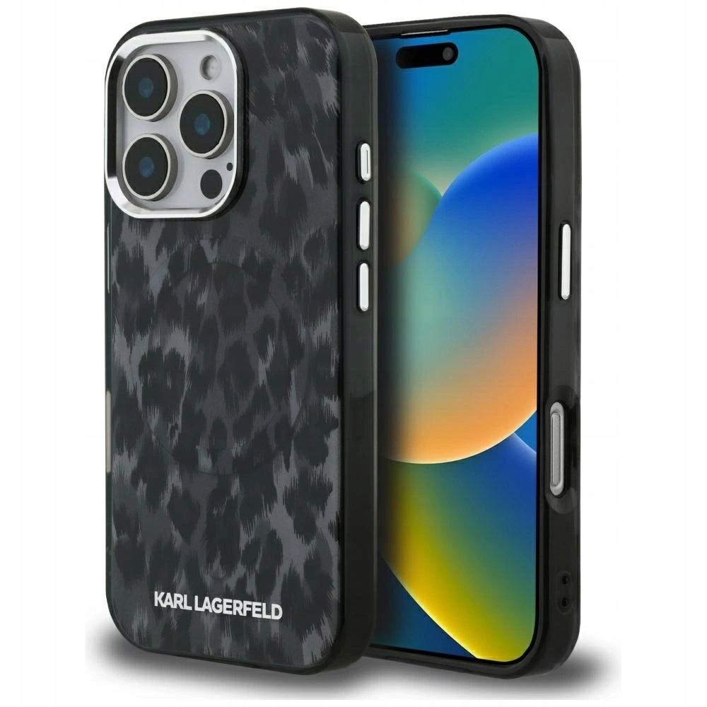 Pouzdro Karl Lagerfeld pro iPhone 16 Pro MagSafe Leopard Pattern černé